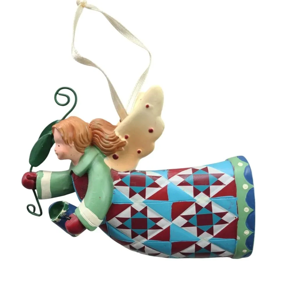 Vintage 2004 Ranger Int'l Gardening Folk Art Angel Ornament Watering Can & Vine